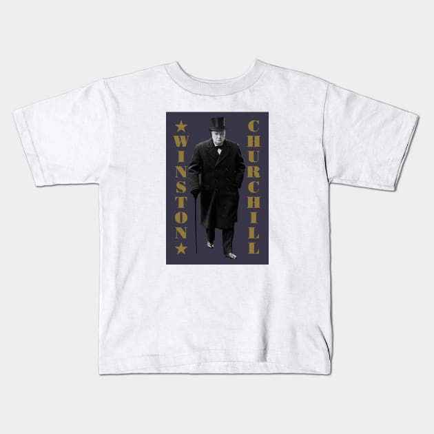 Winston Churchill Kids T-Shirt by PLAYDIGITAL2020